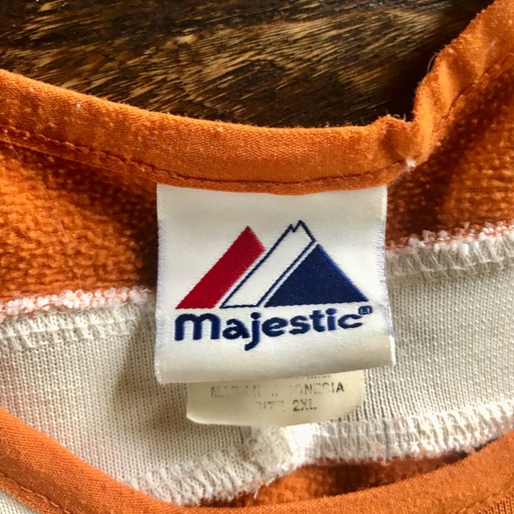 Majestic Orange UT Longhorns Long Sleeve Jersey Style Shirt - Size 2XL (EUC) - Picture 4 of 8